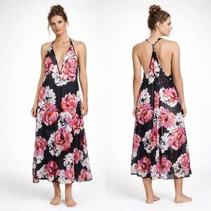 VICTORIA’S SECRET Floral Semi-sheer chemise maxi nightgown size medium/large